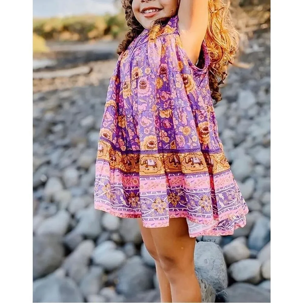 Spell & The Little Gypsies Zahara Midi Dress | 5T in Purple